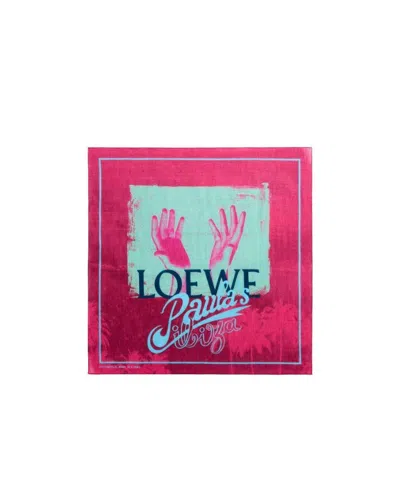 Loewe Palm Bandana In Cotton And Silk In Pink