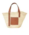 Loewe Palm Leaf And Calfskin Basket Tote In Brown