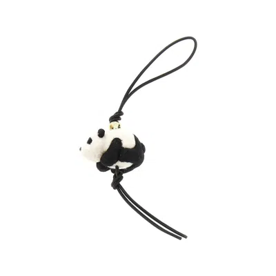 Loewe 'panda' Felt And Leather Charm In Black