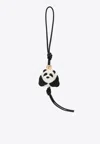 Loewe Panda Felt And Leather Pendant Keychain In Black