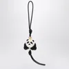 Loewe Panda Pendant In Felt And Leather Women In Black