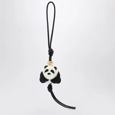 Loewe Panda Pendant In Felt And Leather In Black