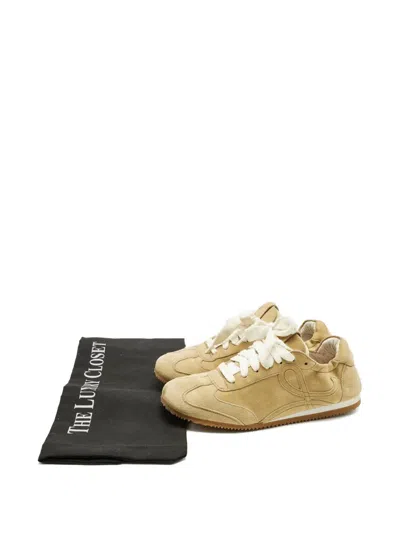 Pre-owned Loewe Paneled Suede Sneakers In Neutral
