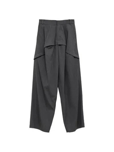 Loewe Panelled Wool Trousers In Gray