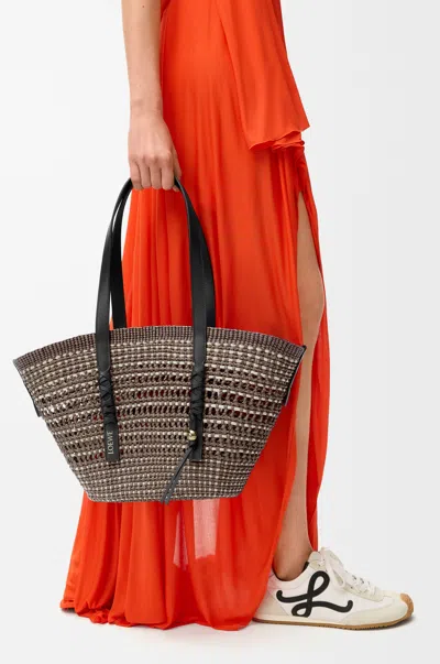 Loewe Medium Braid Basket In Iraca Palm And Leather Skin For Woman In Brown