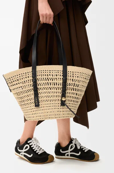 Loewe Medium Braid Basket In Iraca Palm And Leather Skin For Woman In Nude
