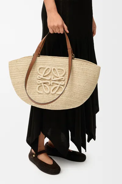 Loewe Medium Eclipse Basket In Raffia And Leather Skin For Woman In Brown