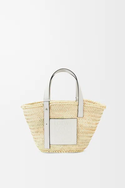 Loewe Panier En Fibres De Palmier Et Cuir Pour Femme In White