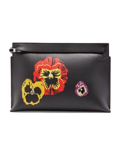 Loewe Pansies T Pouch In Black