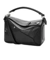 Loewe Panta Small Puzzle Bag In Shiny Calfskin In Black