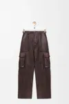 Loewe Mens Brown Wide-leg Side-pocket Leather Cargo Trousers In Brown