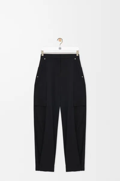 Loewe Wool-blend Cargo Trousers In Black