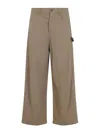 Loewe Wide-leg Trousers In Soft Cotton Blend With Subtle Detail In Brown