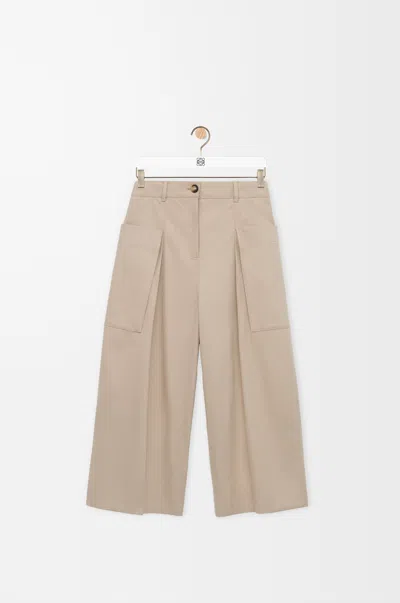 Loewe Cotton And Silk Cropped Pants In Brown
