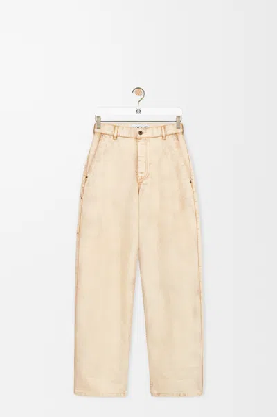 Loewe Beige Vintage-effect Cotton Trousers In White