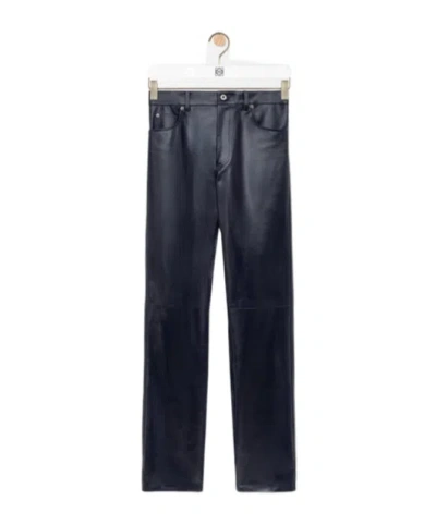 Loewe Pantalon En Cuir De Veau Nappa In Blue