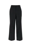 Loewe Wide-leg Wool Trousers With Central Pleats In Black