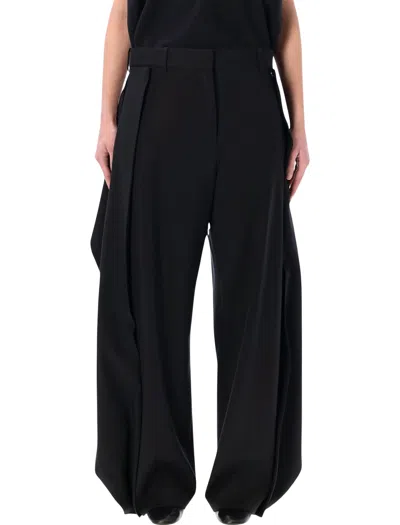 Loewe Pantaloni In Lana Con Drappeggi In Transparent