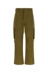 Loewe Wide Leg Cargo Trousers With Button Detailing In Green