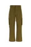 Loewe Wide Leg Cargo Trousers With Button Detailing In Green