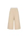 Loewe Cropped Cotton Trousers In Beige