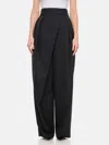 Loewe Wide-leg Wrap Wool Pants In Schwarz