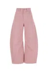Loewe Barrel Pleated Wide-leg Ankle Trousers In Pink