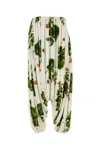 Loewe Leaf-print Draped Wide-leg Trousers In Printed