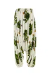 Loewe Leaf-print Draped Wide-leg Trousers In Printed