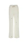 Loewe X Suna Fujita Striped Drawstring Pants In Whitegreymulticolor