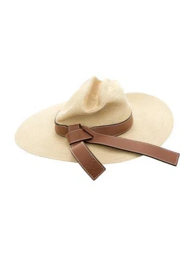 Pre-owned Loewe Paper Blend Wide Brim Sun Hat In Neutrals