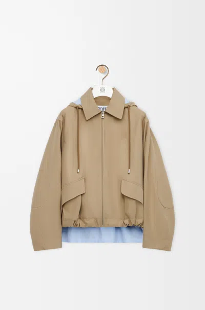 Loewe Womens Beige Brand-embroidered Hooded Cotton Jacket In White