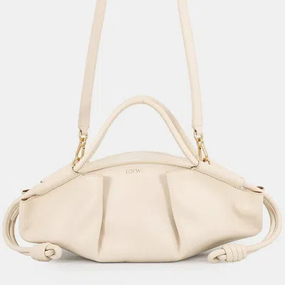 Pre-owned Loewe Paseo 2way Handbag Ivory Leather Size Small In Cream
