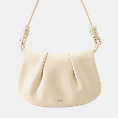 Pre-owned Loewe Paseo Satchel Beige Calf Leather In Sand