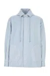 Loewe Men Pastel Light Blue Cotton Jacket In Blue