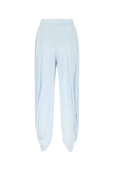 Loewe Viscose Pant With Draped Design And Asymmetric Hemline In Lightblue