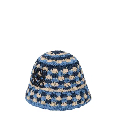 Loewe Patch Crochet Bucket Hat In Blue