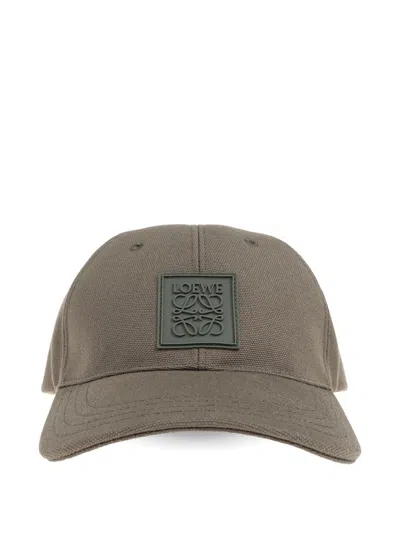 Loewe Logo Canvas Baseball Cap In Brown