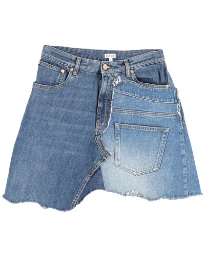 Loewe Patchwork Denim Skirt (authentic Pre-loved) In Blue