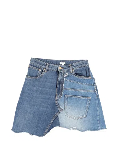 Pre-owned Loewe Patchwork Denim Skirt In Blue
