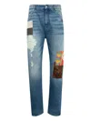 Loewe Patchwork Straight Jeans In Blue