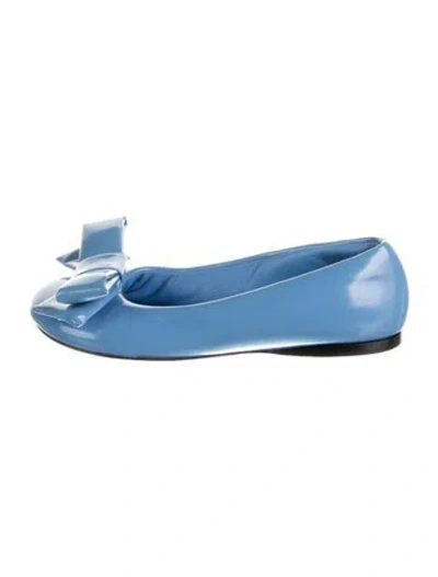 Pre-owned Loewe Patent Leather Ballet Flats In Blue
