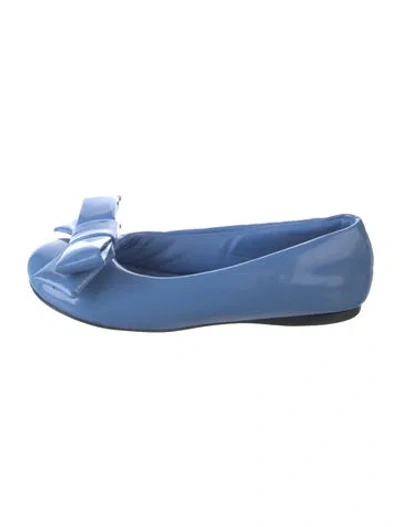 Pre-owned Loewe Patent Leather Ballet Flats In Blue