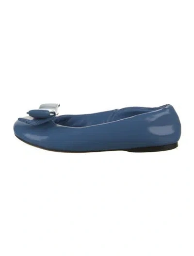 Pre-owned Loewe Patent Leather Ballet Flats In Blue