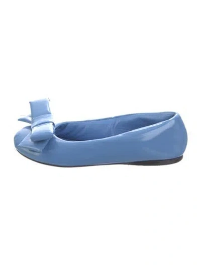 Pre-owned Loewe Patent Leather Ballet Flats In Blue