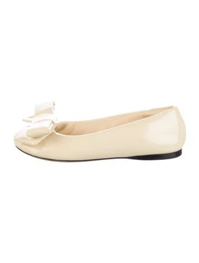 Pre-owned Loewe Patent Leather Ballet Flats In Neutral