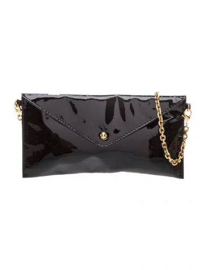 Pre-owned Loewe Patent Leather Clutch Vintage In Black