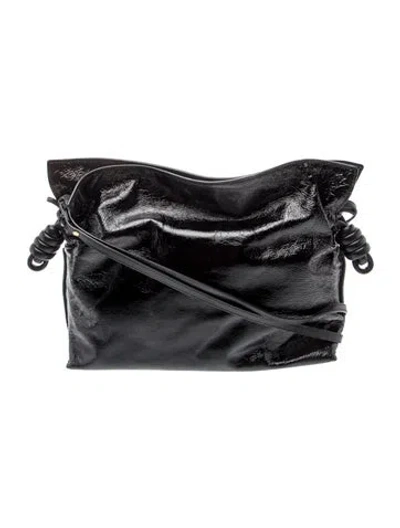 Pre-owned Loewe Patent Leather Flamenco Knot Medium In Black