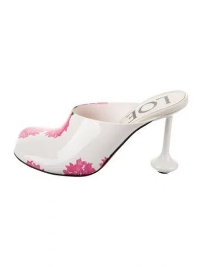 Pre-owned Loewe Patent Leather Floral Print Mules In Pink
