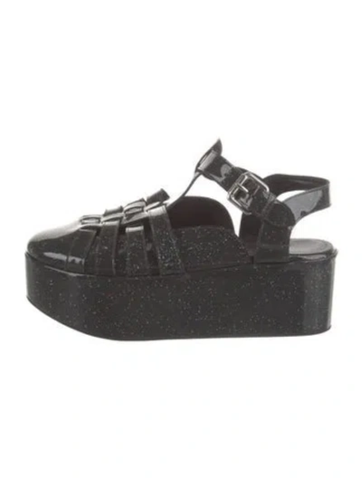 Pre-owned Loewe Patent Leather Glitter Accents Pumps In Grey